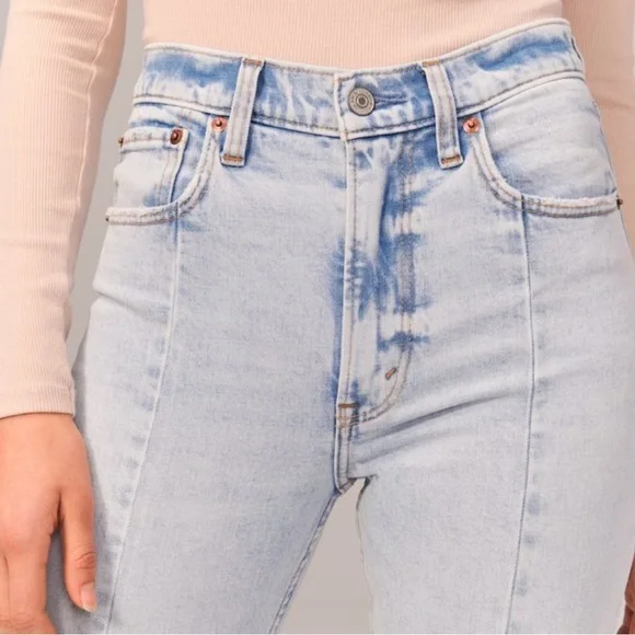 Abercrombie & Fitch The Skinny High Rise 90s Split Hem Denim Jean, 29/8 Long - Picture 12 of 12